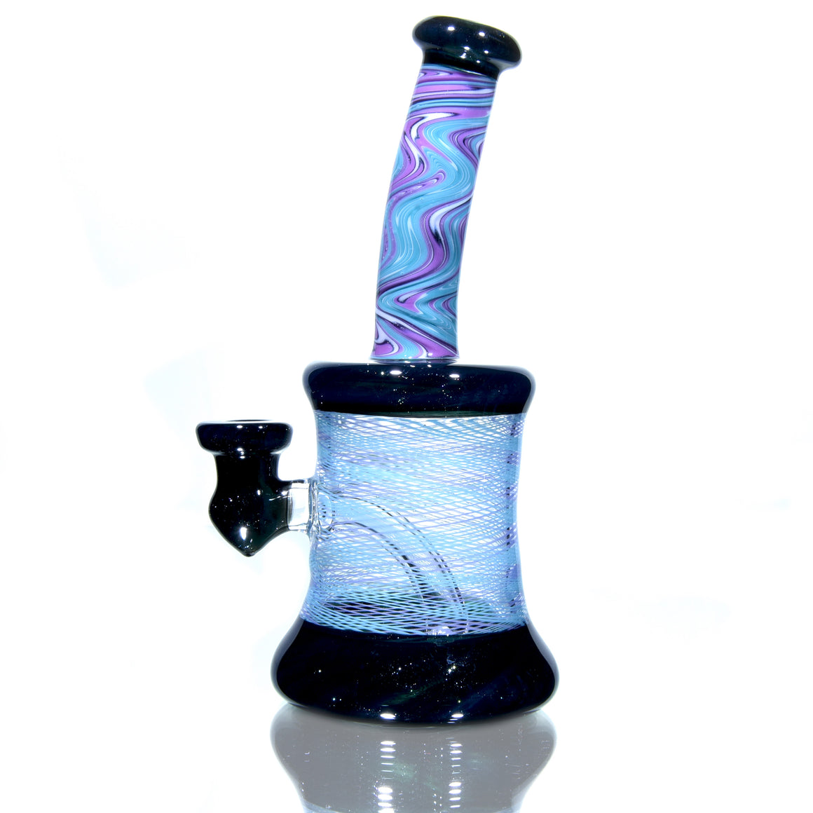 Fully-worked Banger Hanger - Dark Sparkle/Purple & Aqua Reti - 10mm Female
