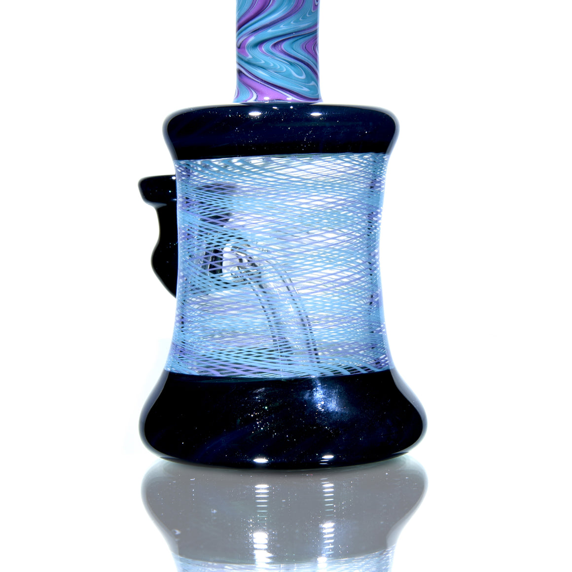 Fully-worked Banger Hanger - Dark Sparkle/Purple & Aqua Reti - 10mm Female