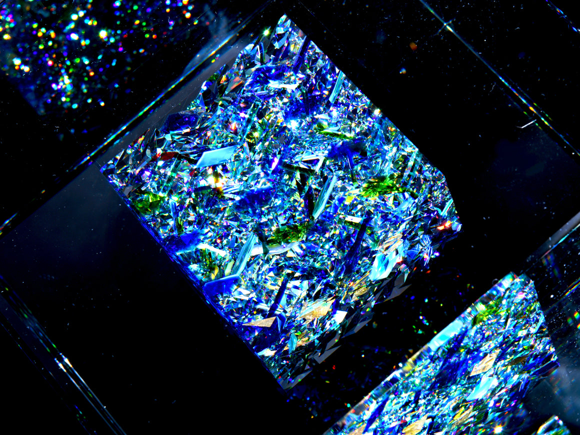 "Atmosphere" Full-size Coldworked/Laminated Kinetic Glass Cube