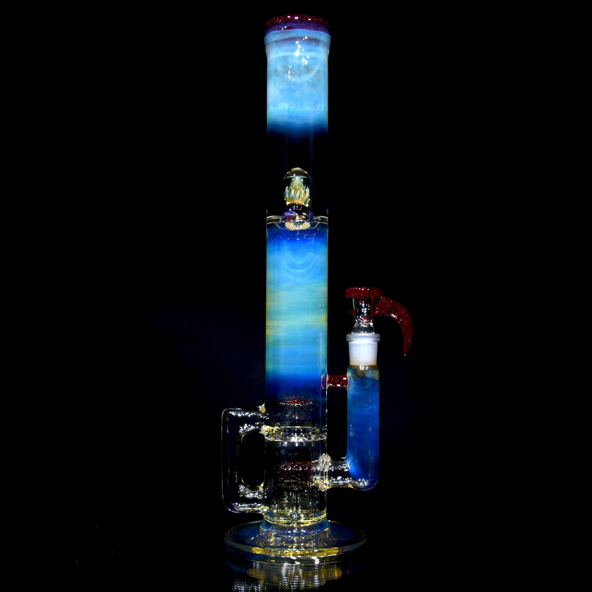 Fully-fumed & Accented 50mm Nautilus Capcycler w/ 3-hole Horned Slide - Red Blizzard - 18mm Female