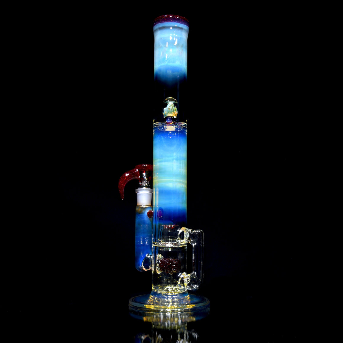 Fully-fumed & Accented 50mm Nautilus Capcycler w/ 3-hole Horned Slide - Red Blizzard - 18mm Female