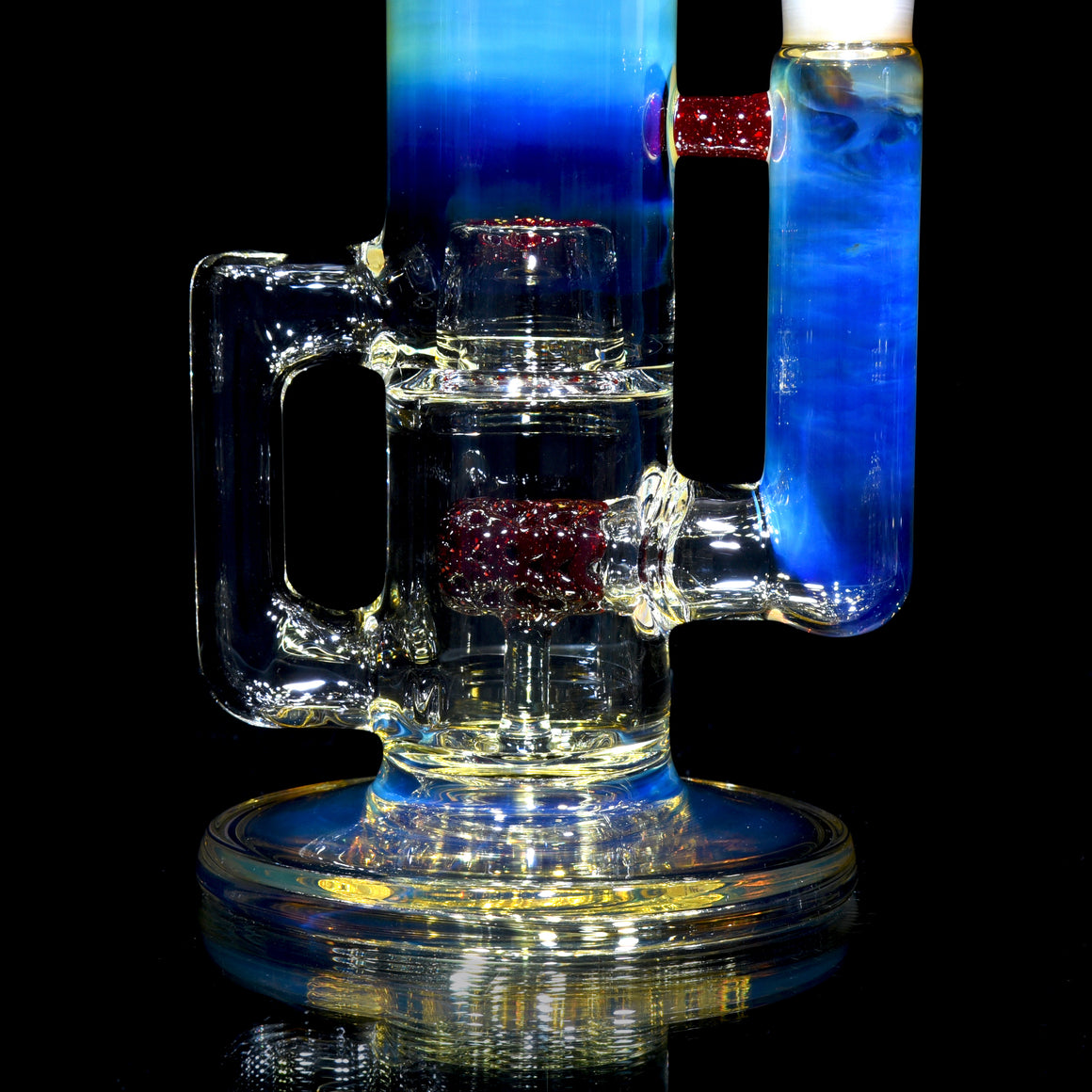 Fully-fumed & Accented 50mm Nautilus Capcycler w/ 3-hole Horned Slide - Red Blizzard - 18mm Female