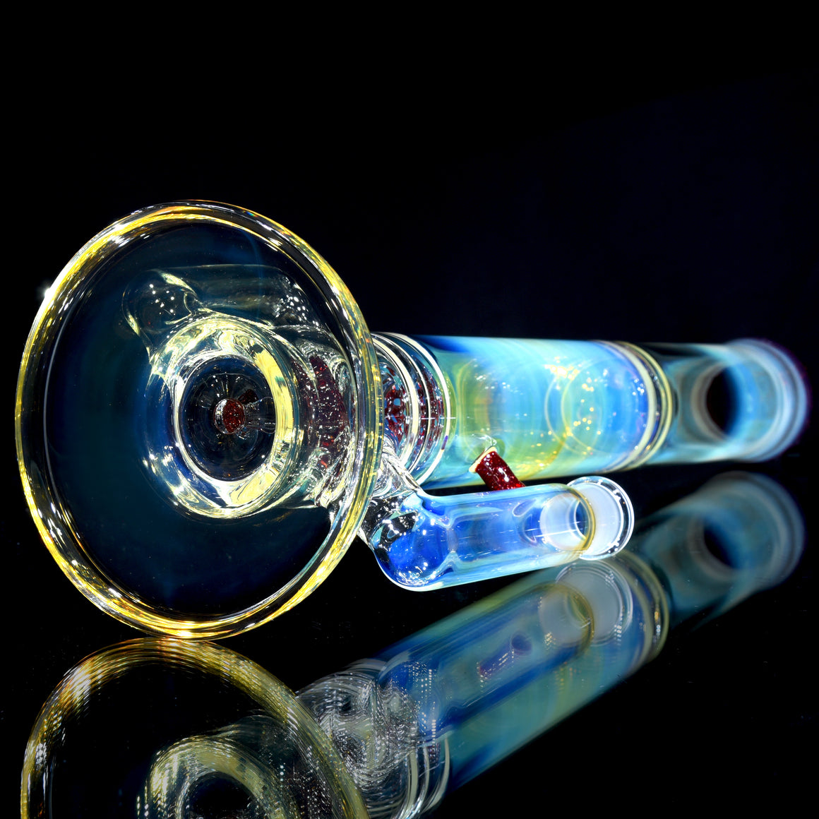 Fully-fumed & Accented 50mm Nautilus Capcycler w/ 3-hole Horned Slide - Red Blizzard - 18mm Female