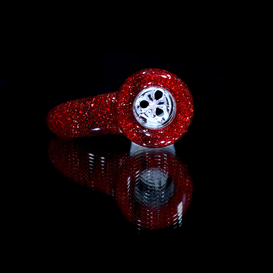 Fully-fumed & Accented 50mm Nautilus Capcycler w/ 3-hole Horned Slide - Red Blizzard - 18mm Female
