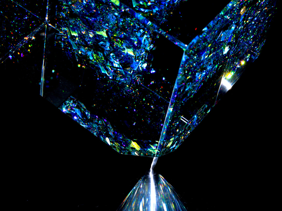 "Atmosphere" Full-size Coldworked/Laminated Kinetic Glass Cube