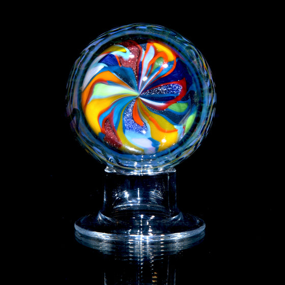 2.15” Marble w/ Stand - 2-sided Abstract Fillacello w/ Ancient Calligraphic Tech