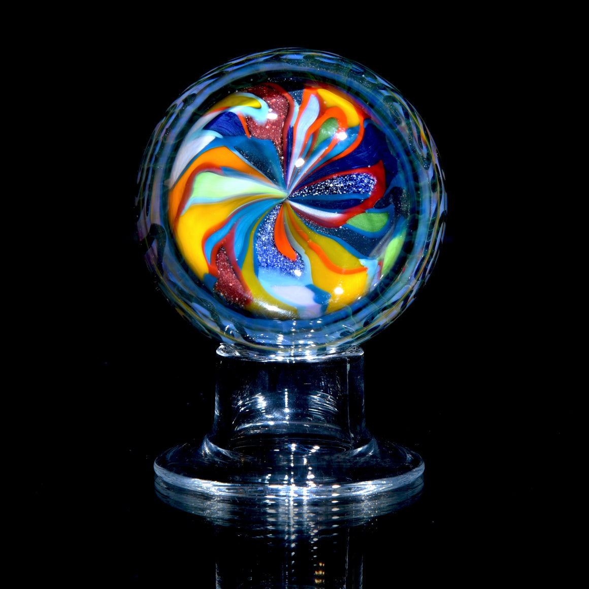 2.15” Marble w/ Stand - 2-sided Abstract Fillacello w/ Ancient Calligraphic Tech