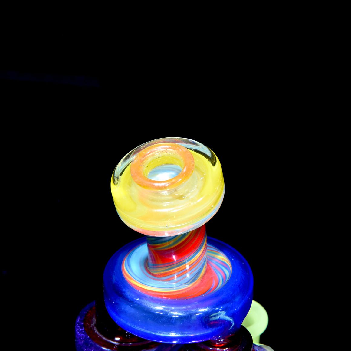 Quad-uptake Double-drain Recycler - Multicolor/Rainbow Swirl - 14mm Female