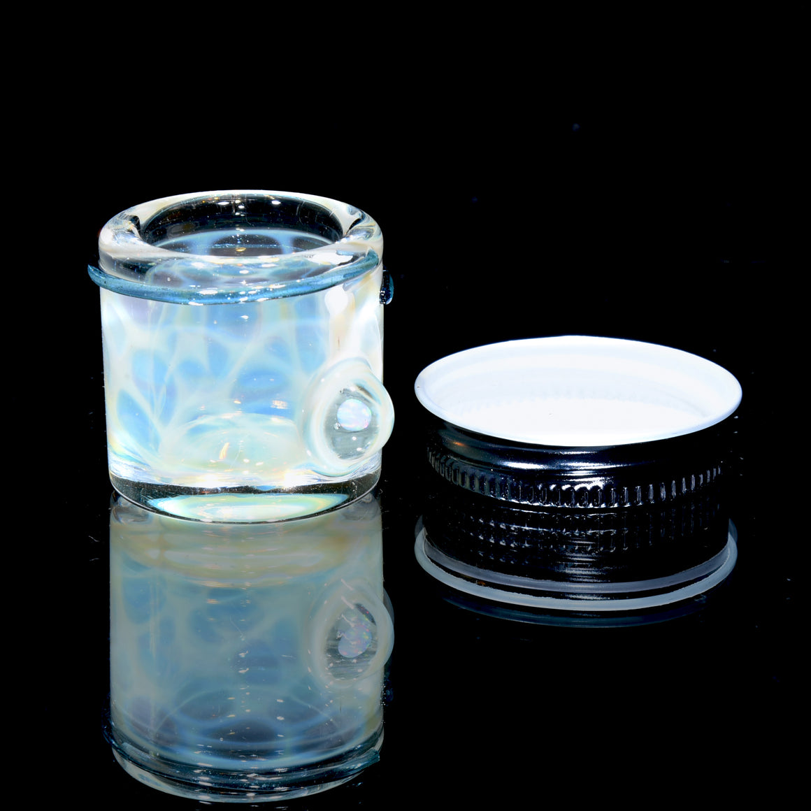 Lidded Airtight Baller Jar -  Honeycomb w/ Opal attachment
