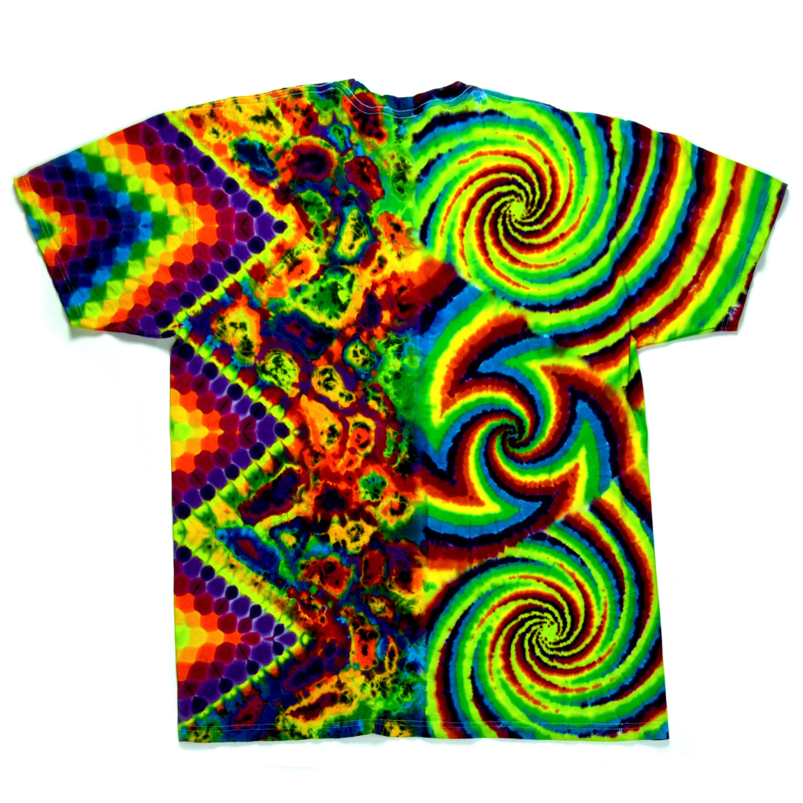 XL - Collab Triple Swirl & Chevron Honeycomb Split Combo Short-sleeve Tie Dye T-Shirt