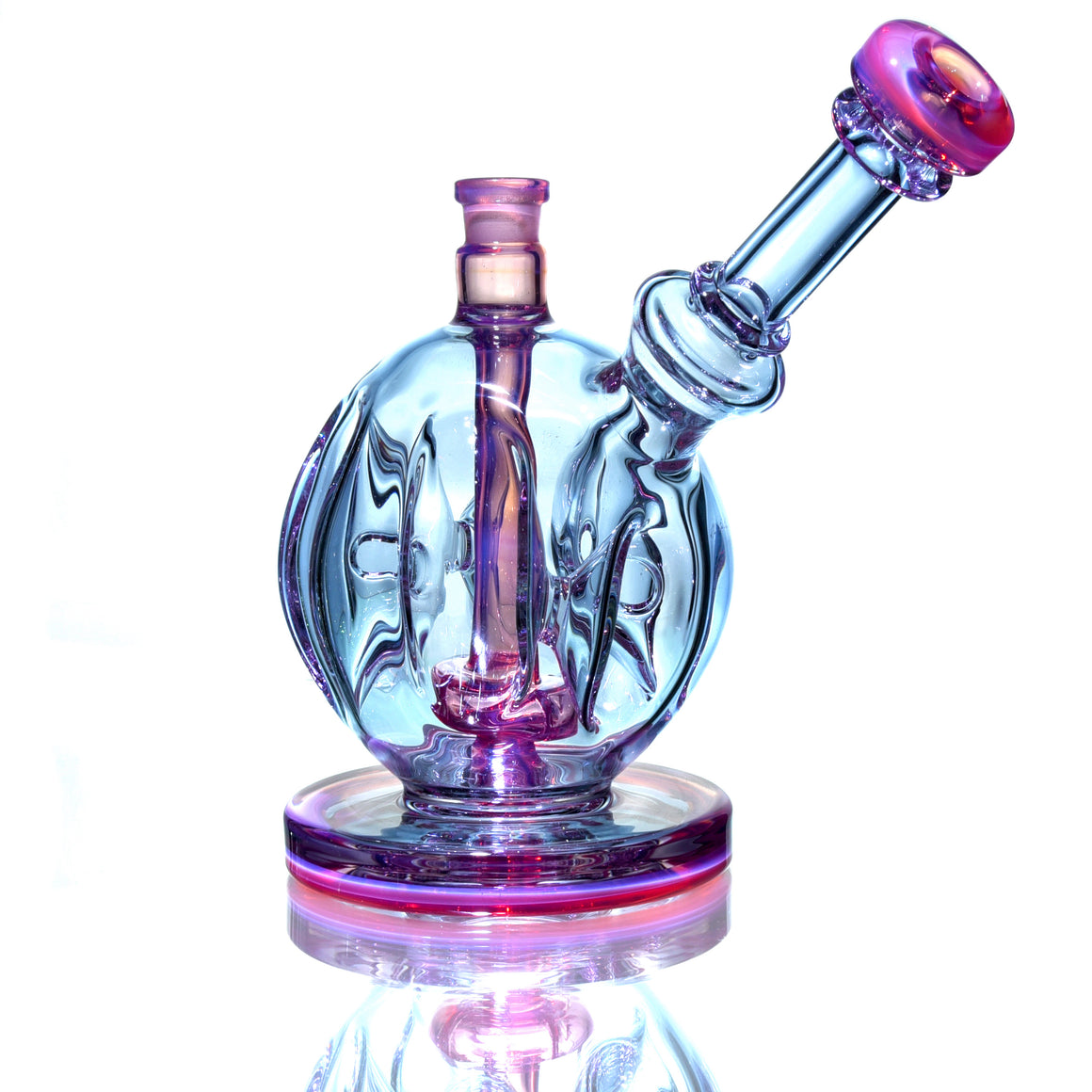 Full-color Swiss Sphere Bubbler Rig - Karmaline/Purple Sapphire - 14mm Female