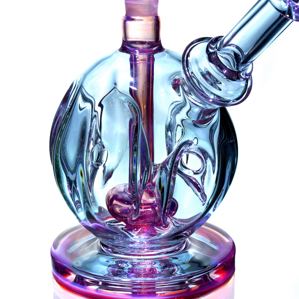 Full-color Swiss Sphere Bubbler Rig - Karmaline/Purple Sapphire - 14mm Female