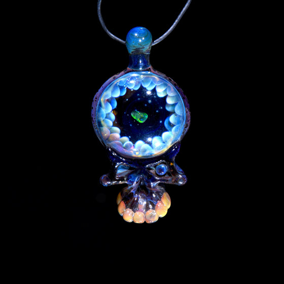 Opal Fume Implosion Skull Pendant - Amber Purple