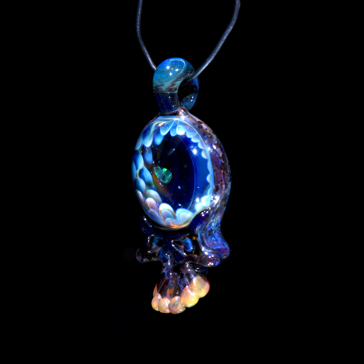 Opal Fume Implosion Skull Pendant - Amber Purple