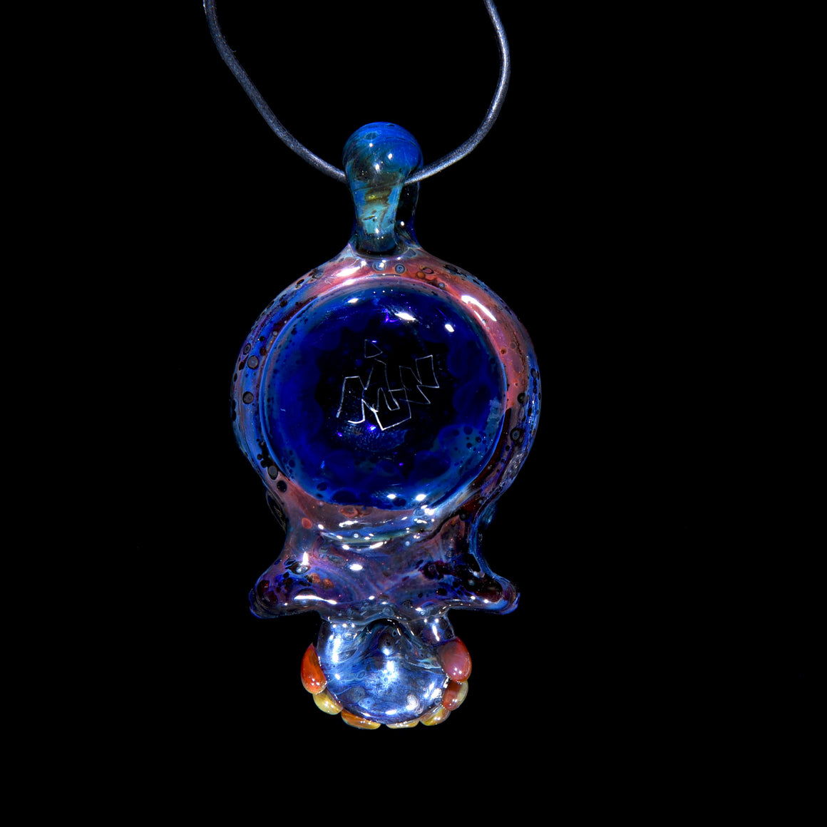 Opal Fume Implosion Skull Pendant - Amber Purple