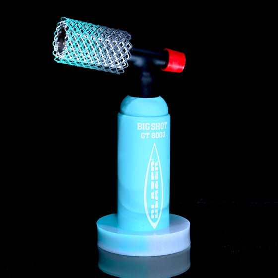 Limited Edition Big Shot GT8000 Butane Torch & Matching Mamba Guard/Base Set - Sky Blue/Glow White