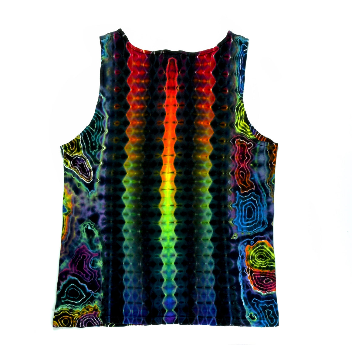 Medium Tie Dye Tank Top - Rainbow Mandala w/ Rainbow Geodes
