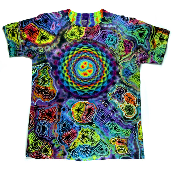 XL Tie Dye T-Shirt - Rainbow Mandala w/ Rainbow Geodes