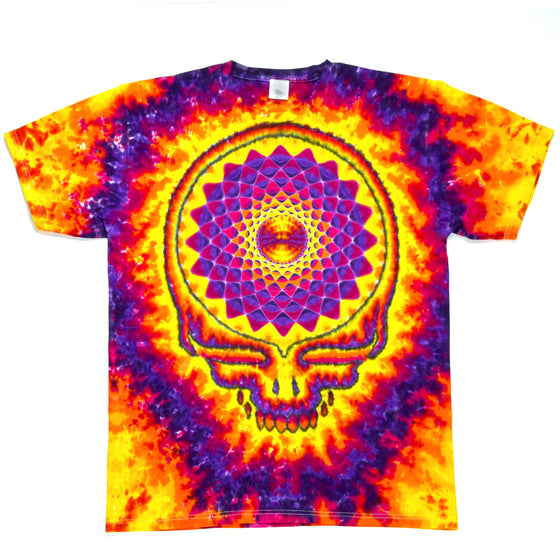 Large - Inferno Stealie Mandala Combo Short-sleeve Tie Dye T-Shirt