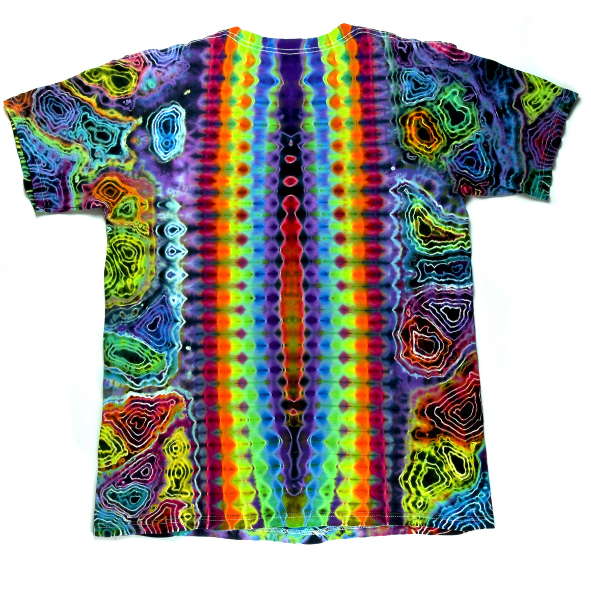 XL Tie Dye T-Shirt - Rainbow Mandala w/ Rainbow Geodes