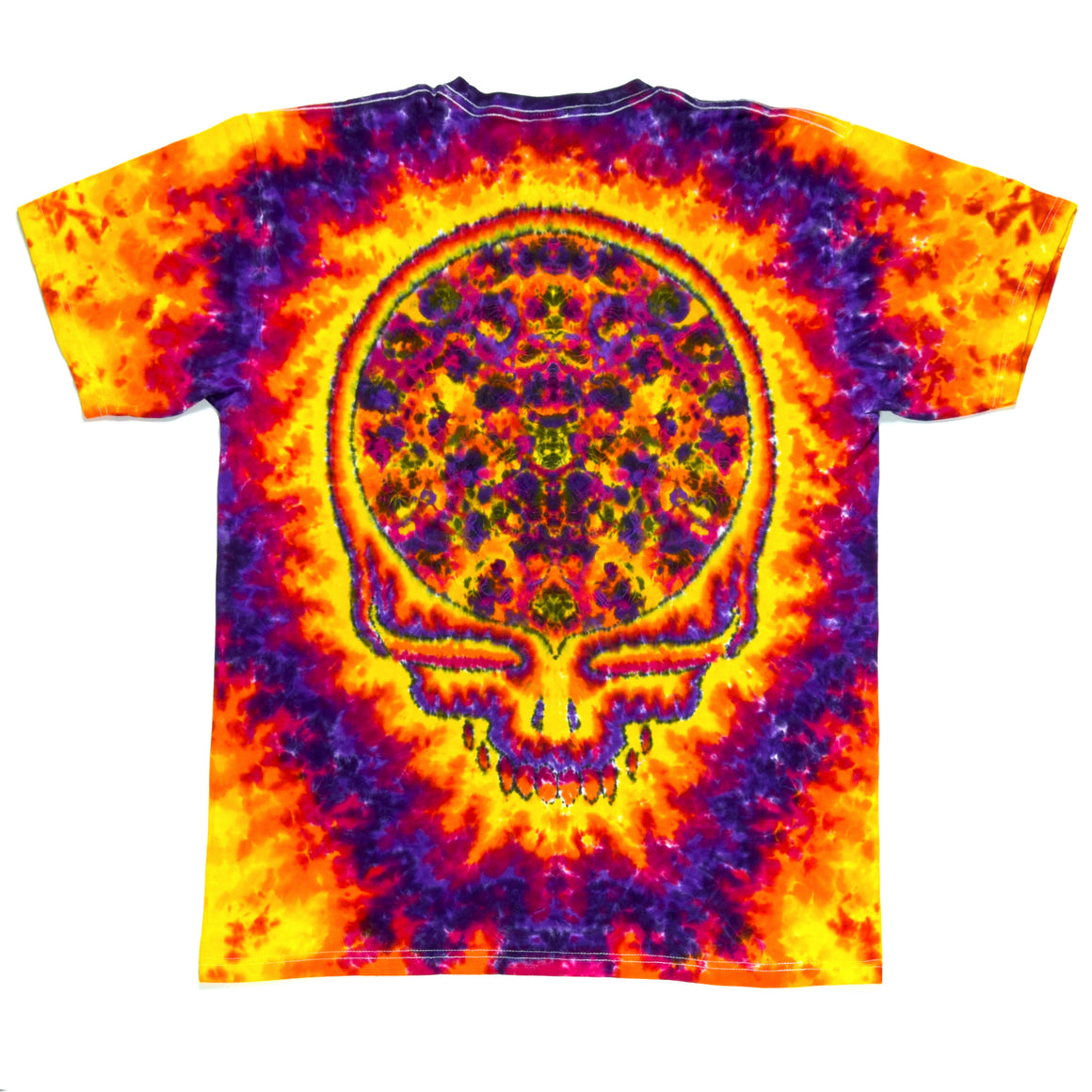 Large - Inferno Stealie Mandala Combo Short-sleeve Tie Dye T-Shirt