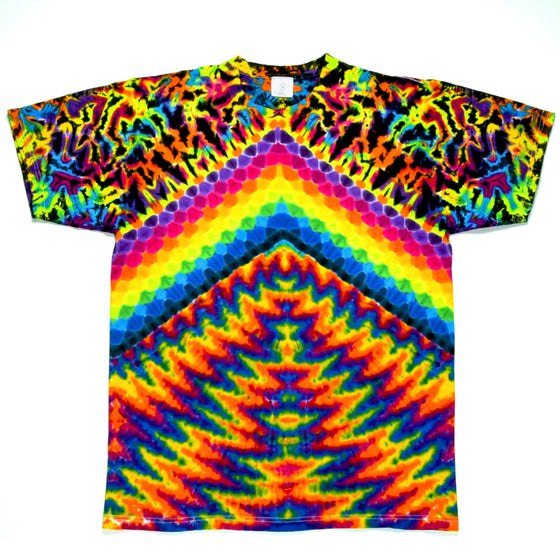 Medium - Short-sleeve Tie Dye T-Shirt - Rainbow Chevron Honeycomb & Wigwag Triple Combo