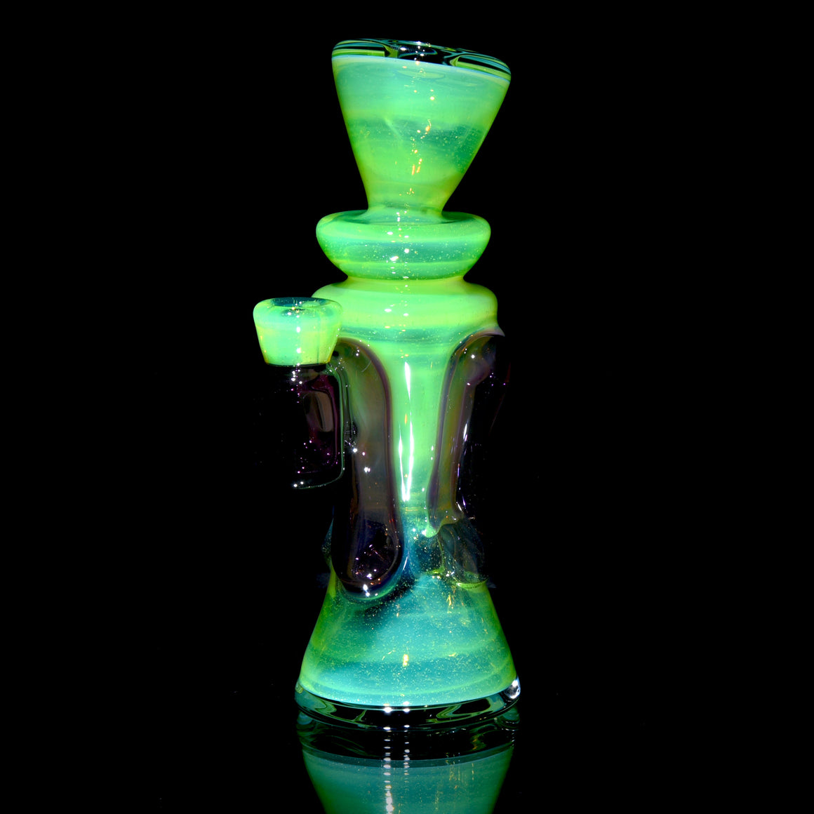 Fully-worked Mid-size Double-uptake Rycycler -  Slyme/Gold Amethyst - 10mm Female
