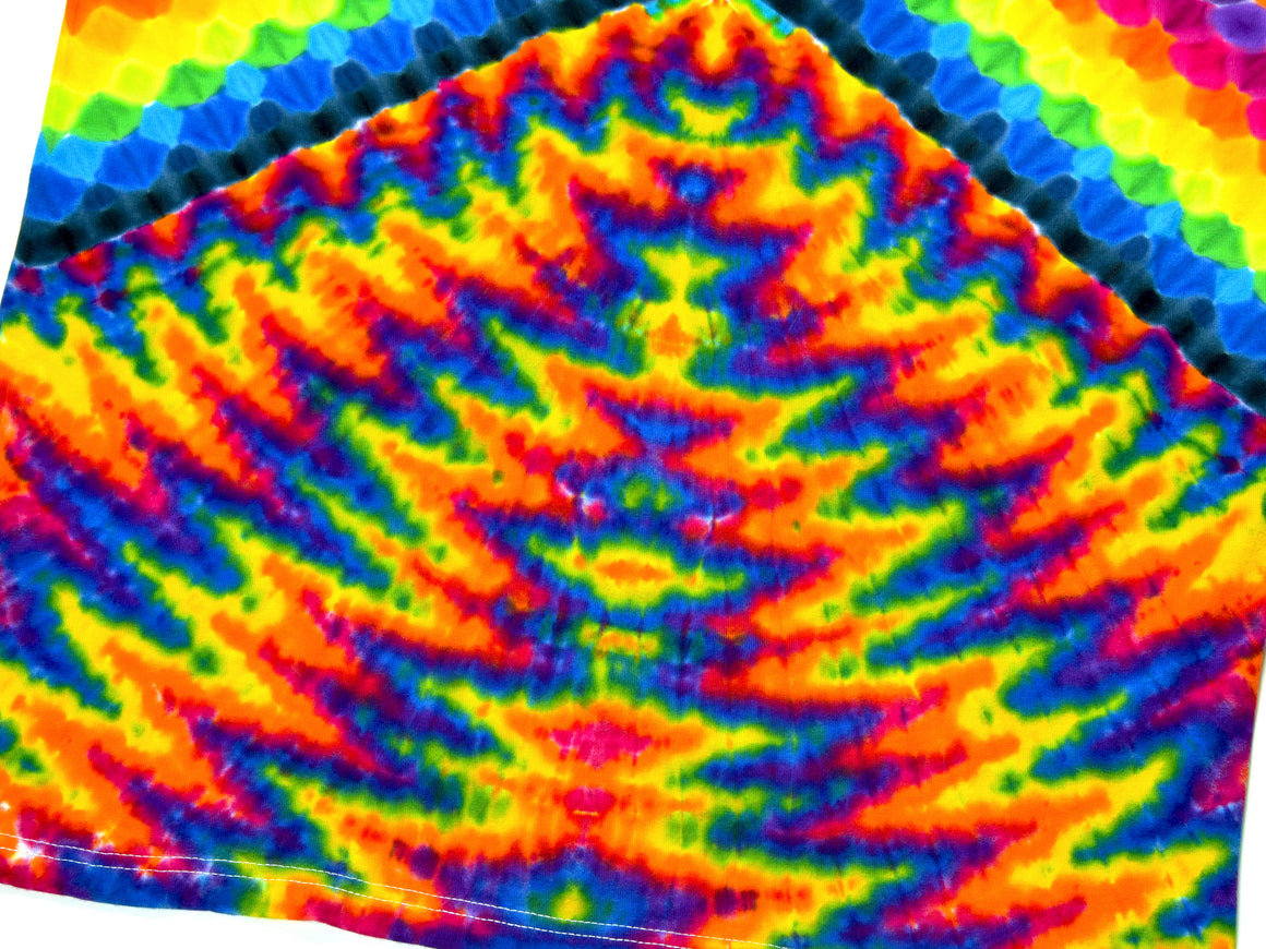 Medium - Short-sleeve Tie Dye T-Shirt - Rainbow Chevron Honeycomb & Wigwag Triple Combo