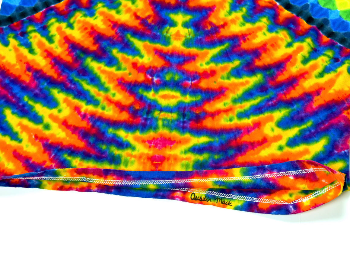 Medium - Short-sleeve Tie Dye T-Shirt - Rainbow Chevron Honeycomb & Wigwag Triple Combo