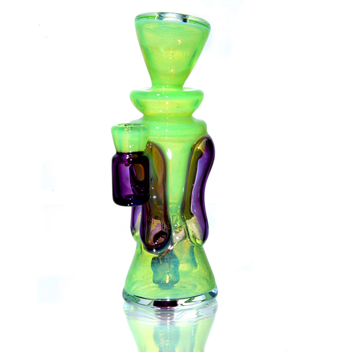 Fully-worked Mid-size Double-uptake Rycycler -  Slyme/Gold Amethyst - 10mm Female