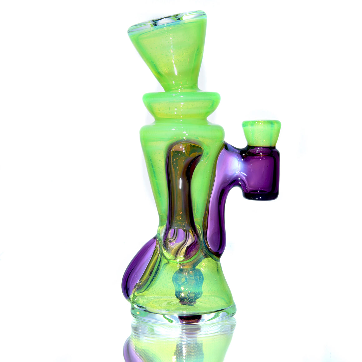 Fully-worked Mid-size Double-uptake Rycycler -  Slyme/Gold Amethyst - 10mm Female