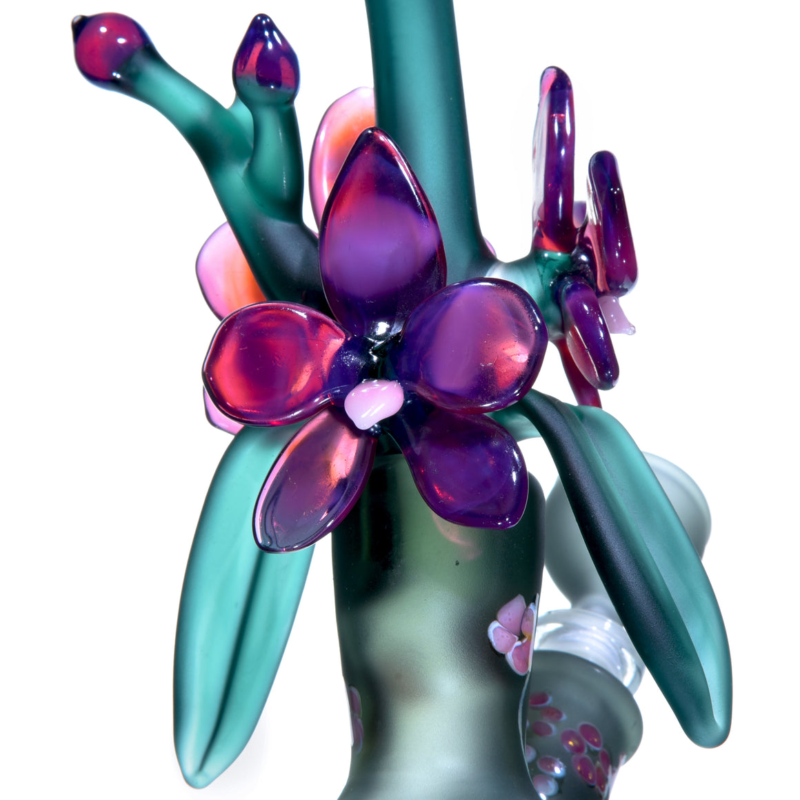 Frosted Floral Pattern Bouquet Mini Tube w/ Removable Downstem - Purple Orchid - 10mm Female