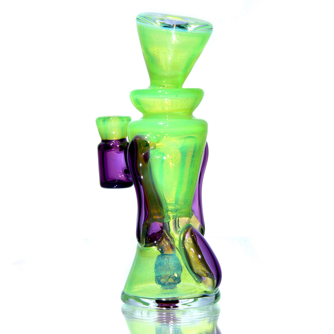 Fully-worked Mid-size Double-uptake Rycycler -  Slyme/Gold Amethyst - 10mm Female