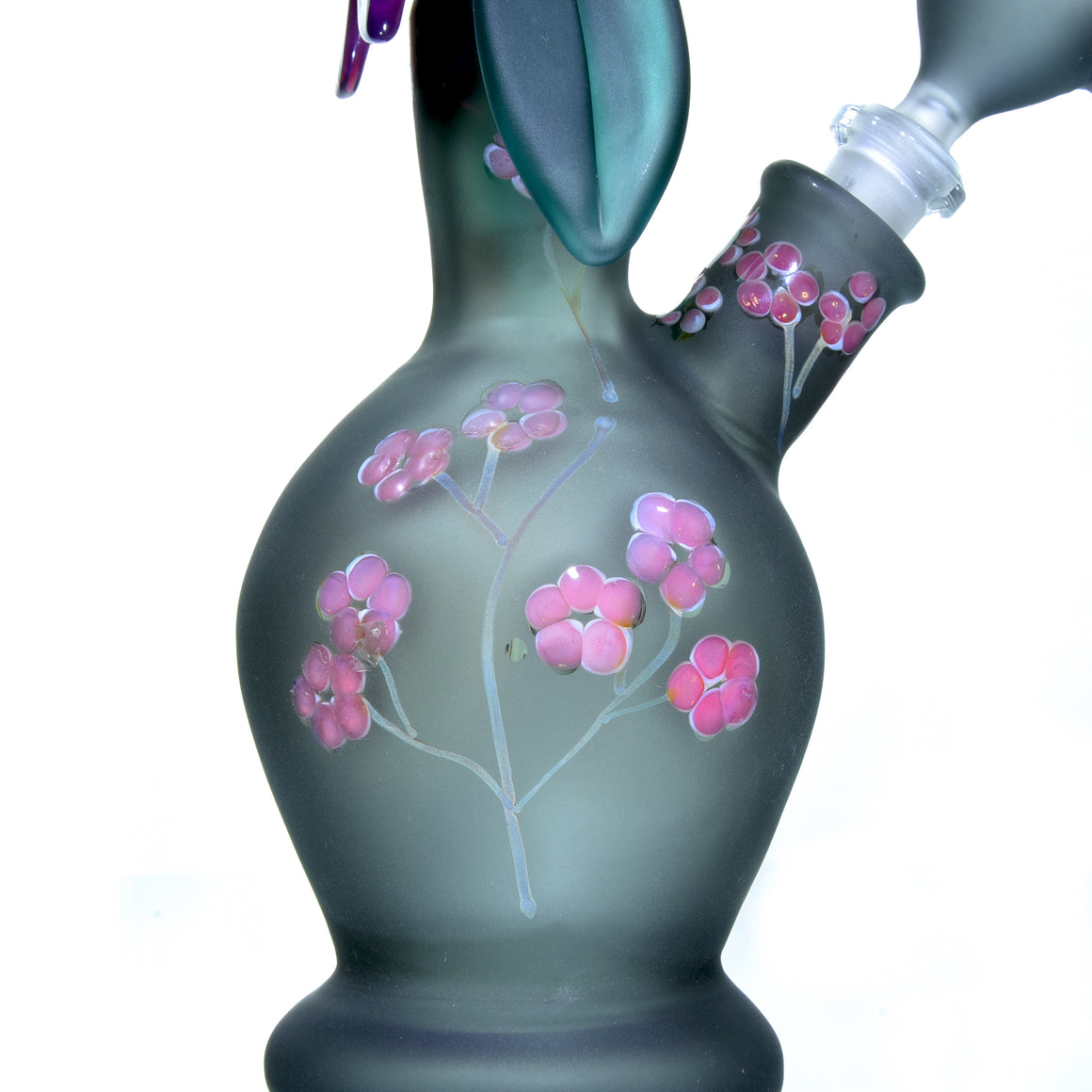 Frosted Floral Pattern Bouquet Mini Tube w/ Removable Downstem - Purple Orchid - 10mm Female