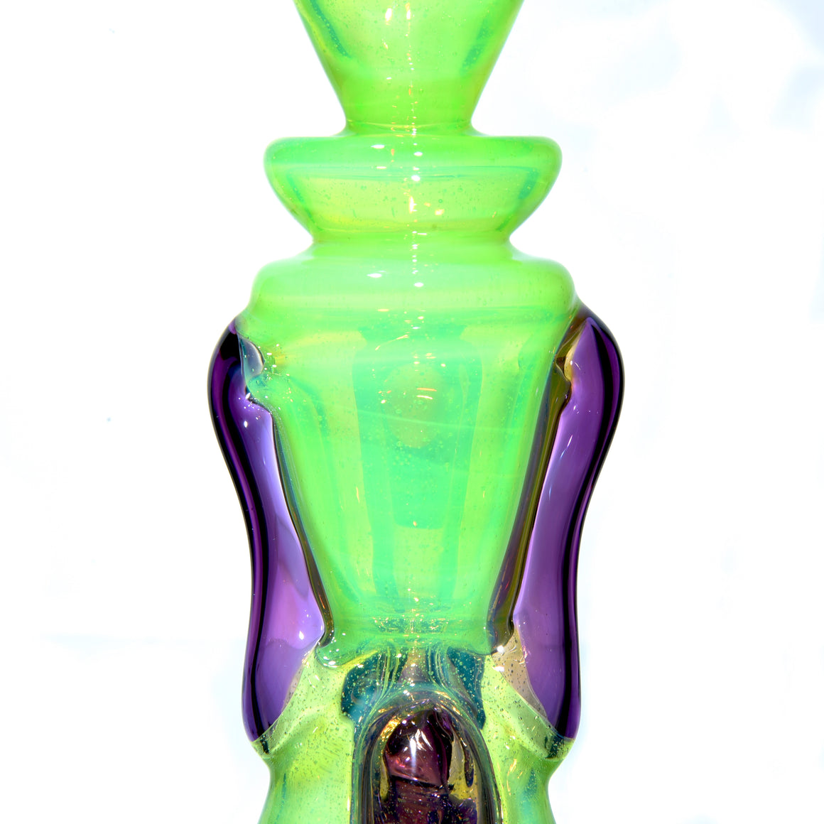 Fully-worked Mid-size Double-uptake Rycycler -  Slyme/Gold Amethyst - 10mm Female