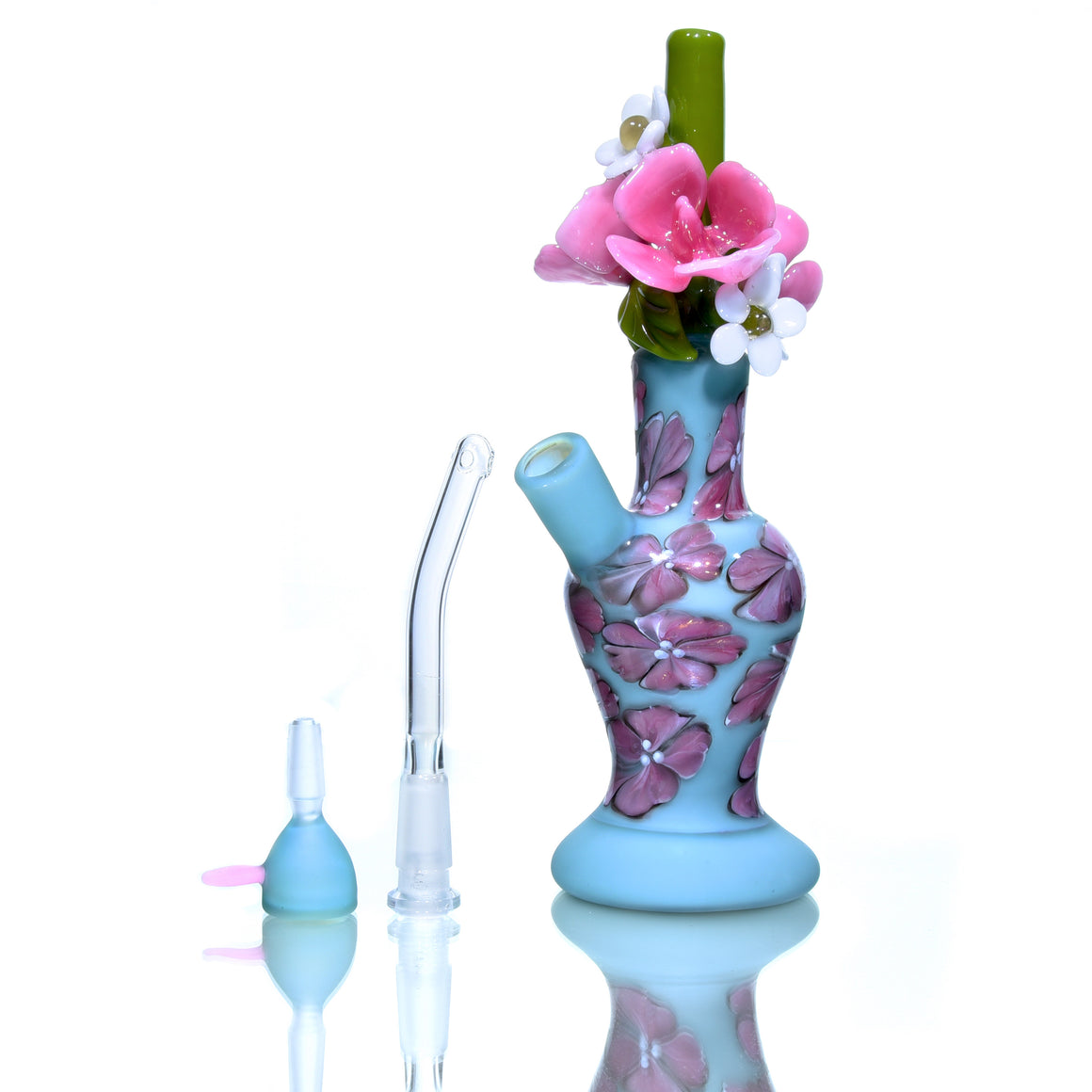 Floral Pattern Bouquet Mini Tube w/ Removable Downstem - Wild Roses - 10mm Female