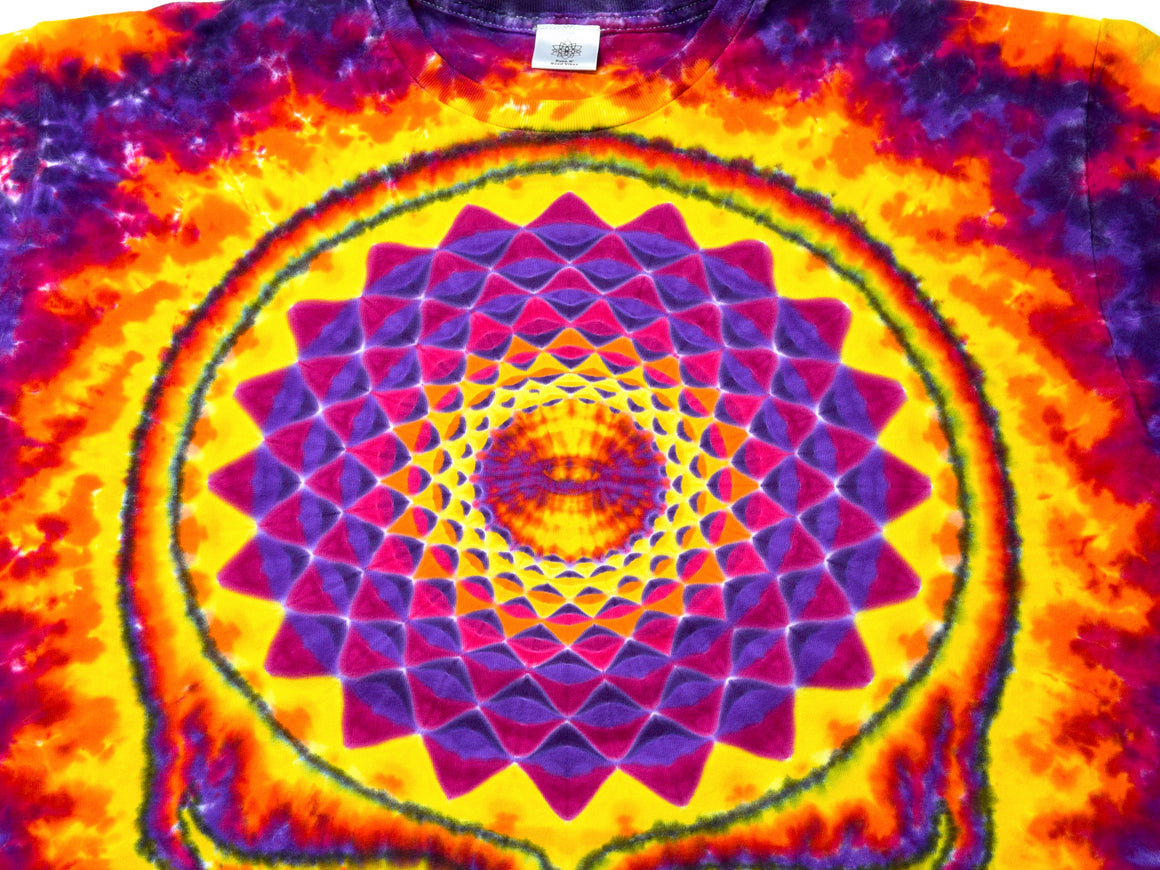 Large - Inferno Stealie Mandala Combo Short-sleeve Tie Dye T-Shirt