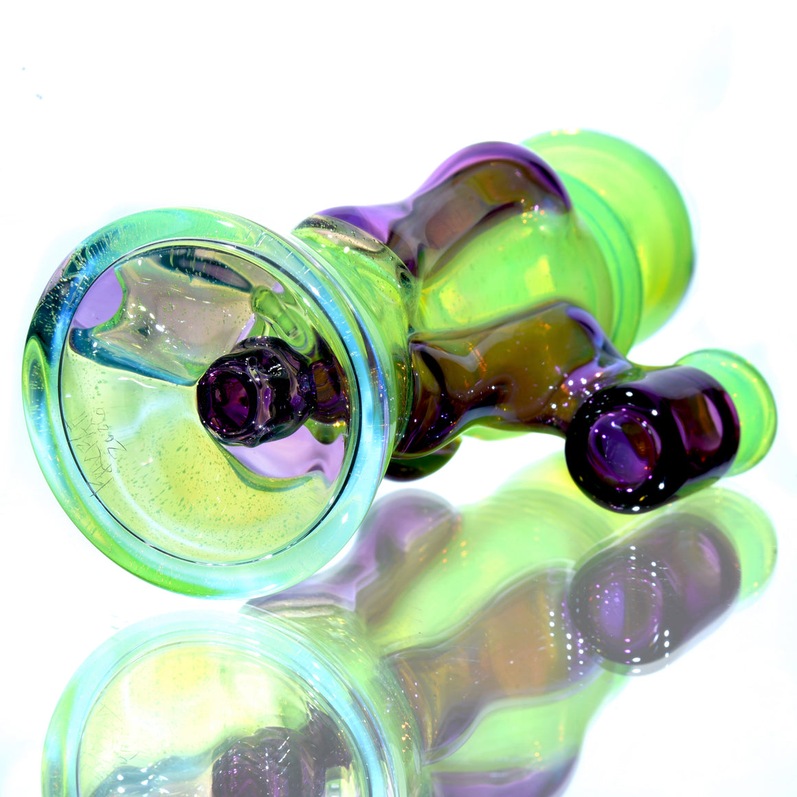 Fully-worked Mid-size Double-uptake Rycycler -  Slyme/Gold Amethyst - 10mm Female