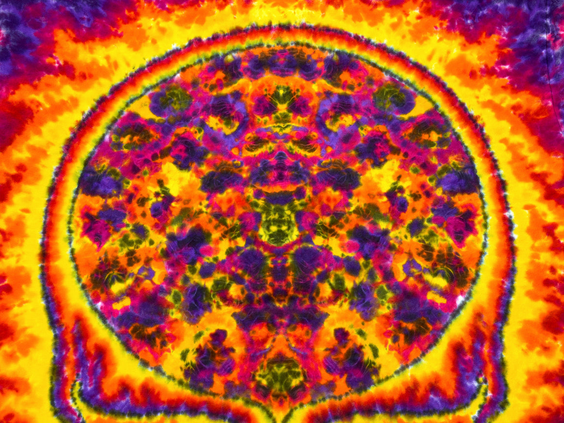 Large - Inferno Stealie Mandala Combo Short-sleeve Tie Dye T-Shirt