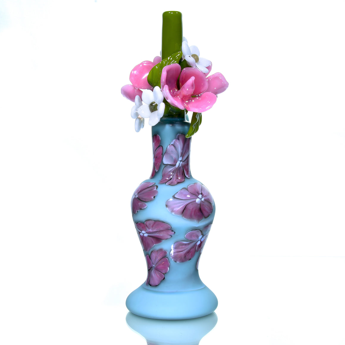 Floral Pattern Bouquet Mini Tube w/ Removable Downstem - Wild Roses - 10mm Female