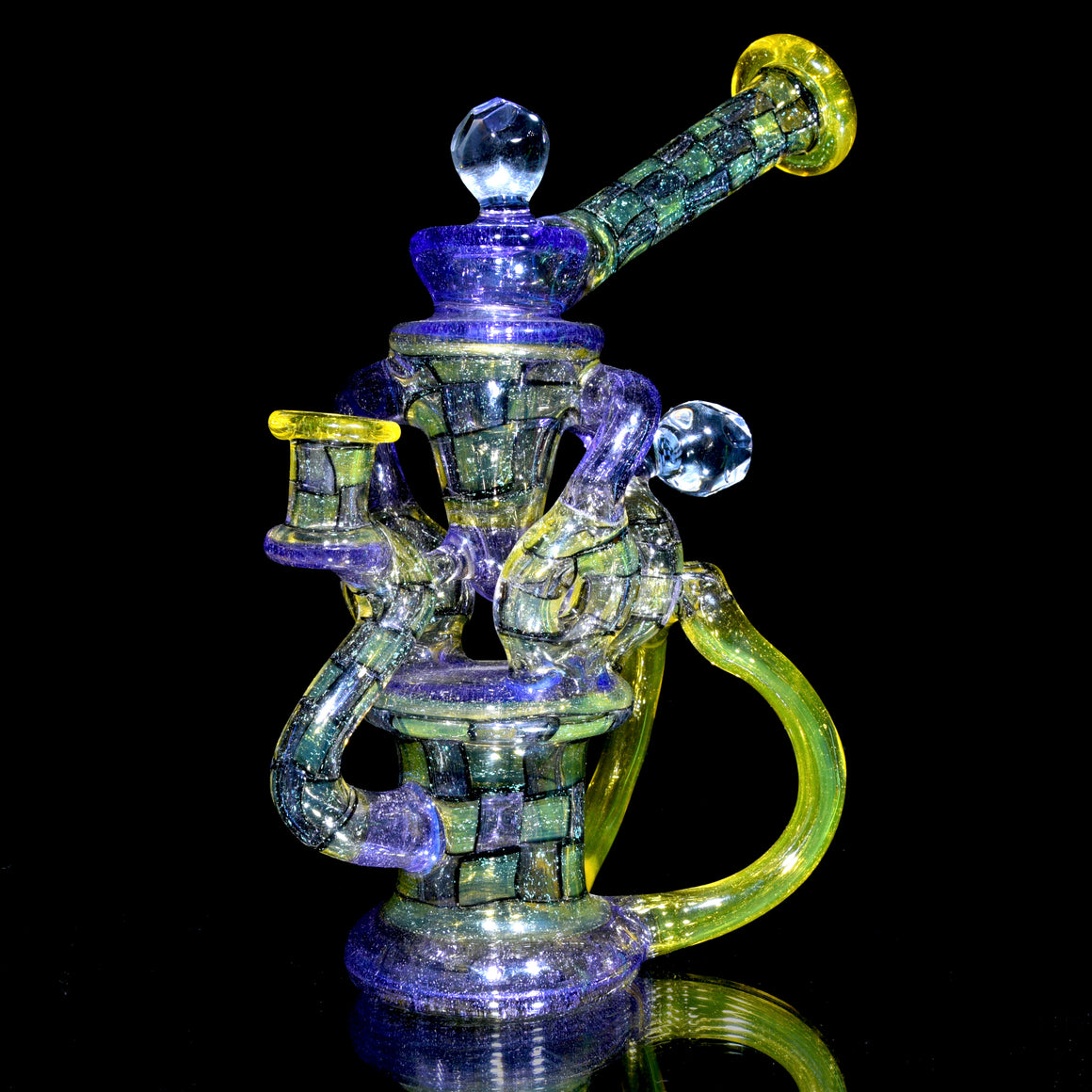 Triple Donut Uptake Loophole Recycler - Dichroic Purple Rain/CFL Terps Chipstack  - 10mm Female