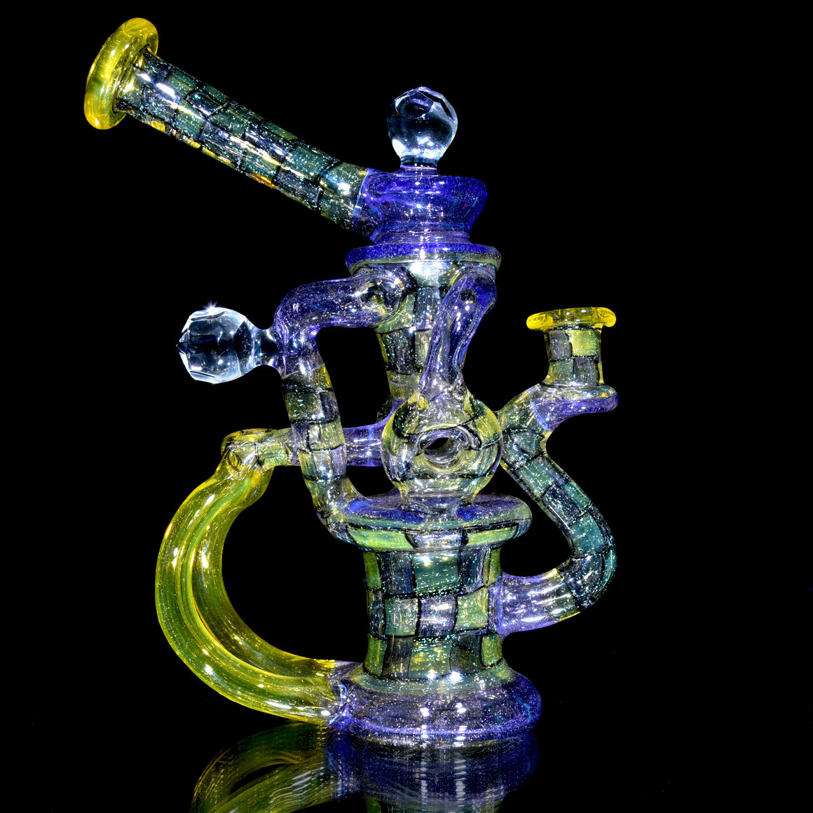 Triple Donut Uptake Loophole Recycler - Dichroic Purple Rain/CFL Terps Chipstack  - 10mm Female