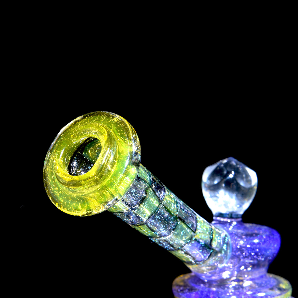 Triple Donut Uptake Loophole Recycler - Dichroic Purple Rain/CFL Terps Chipstack  - 10mm Female
