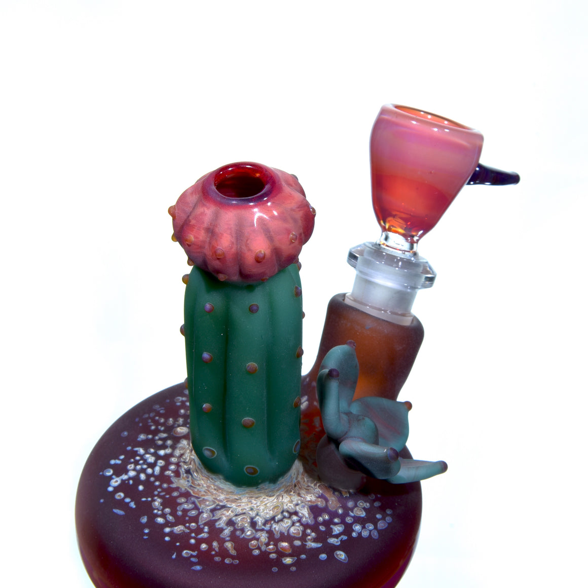 Frosted Floral Pattern Vase Mini Tube w/ Removable Downstem - Echeveria & Moon Cactus - 10mm Female