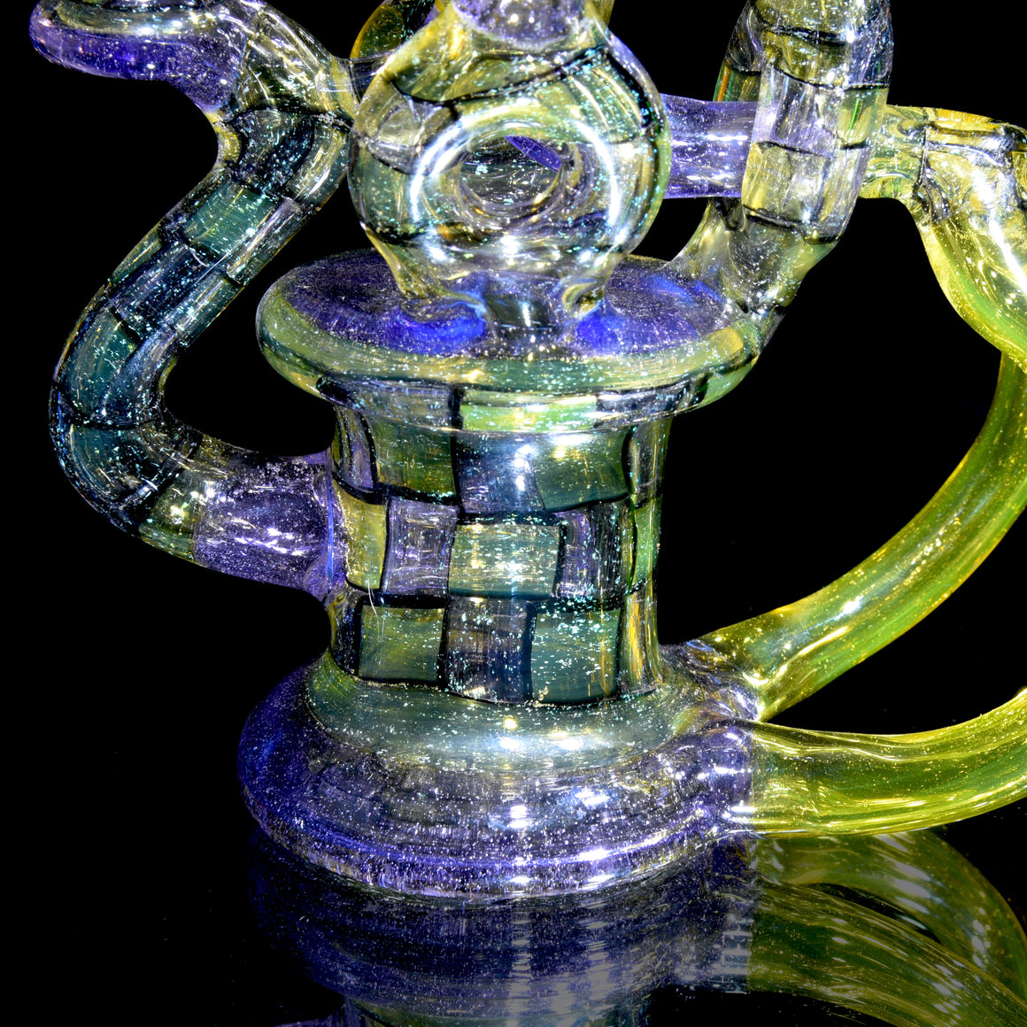 Triple Donut Uptake Loophole Recycler - Dichroic Purple Rain/CFL Terps Chipstack  - 10mm Female