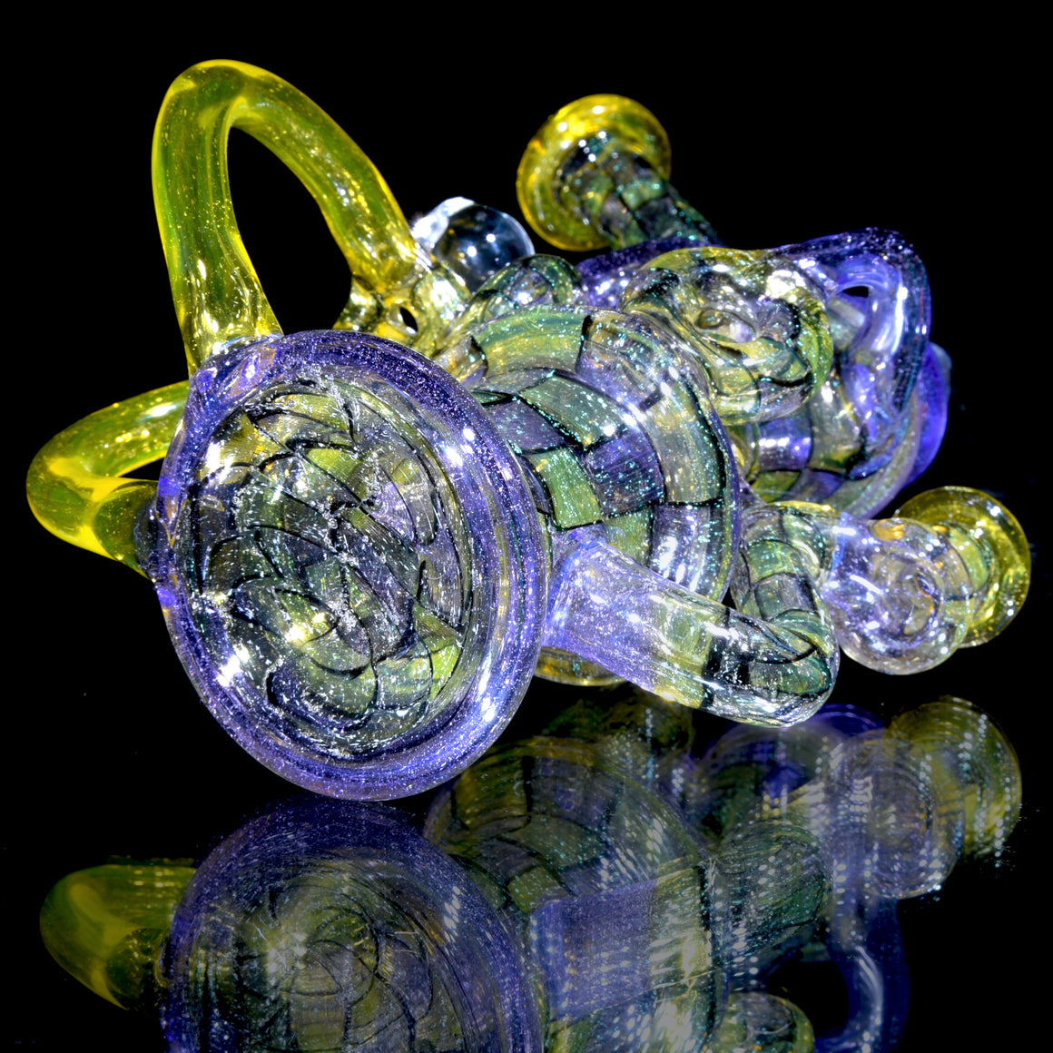Triple Donut Uptake Loophole Recycler - Dichroic Purple Rain/CFL Terps Chipstack  - 10mm Female