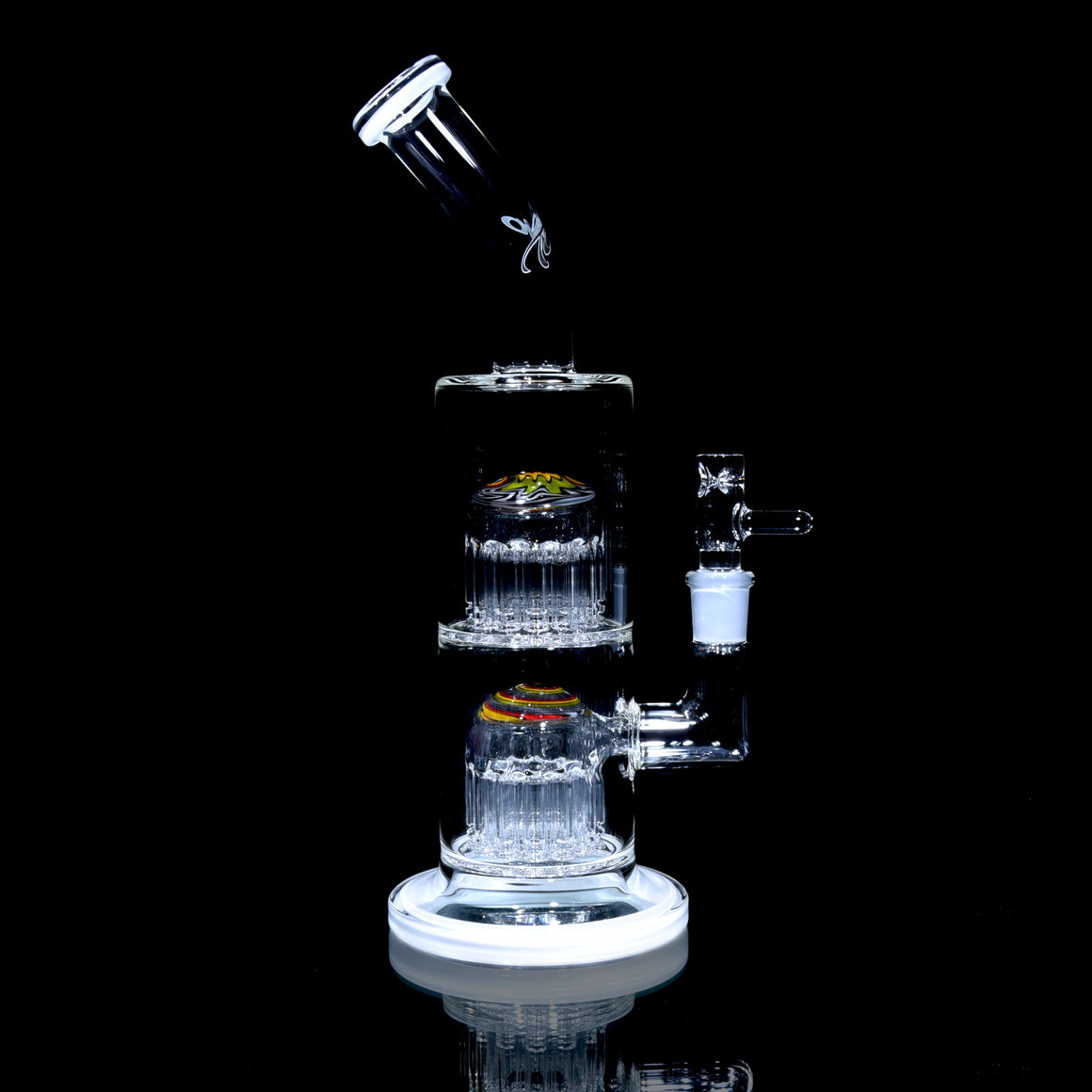 Double-worked Rasta 13/13 Double Micro - White Lip Wraps - 14mm Female