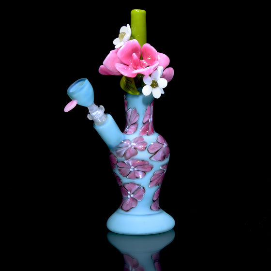 Floral Pattern Bouquet Mini Tube w/ Removable Downstem - Wild Roses - 10mm Female