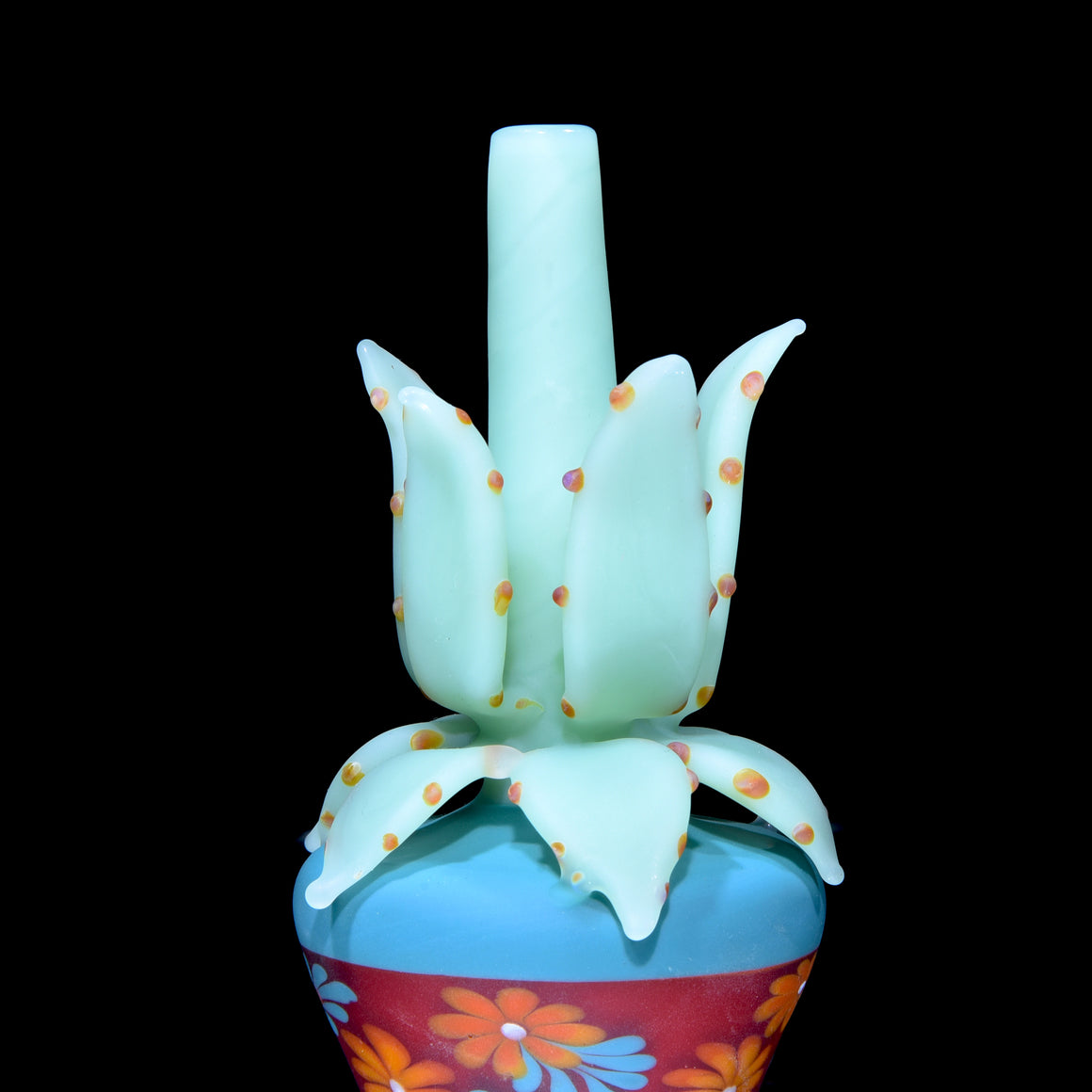 Frosted Floral Pattern Vase Mini Tube w/ Removable Downstem - Aloe Plant - 10mm Female