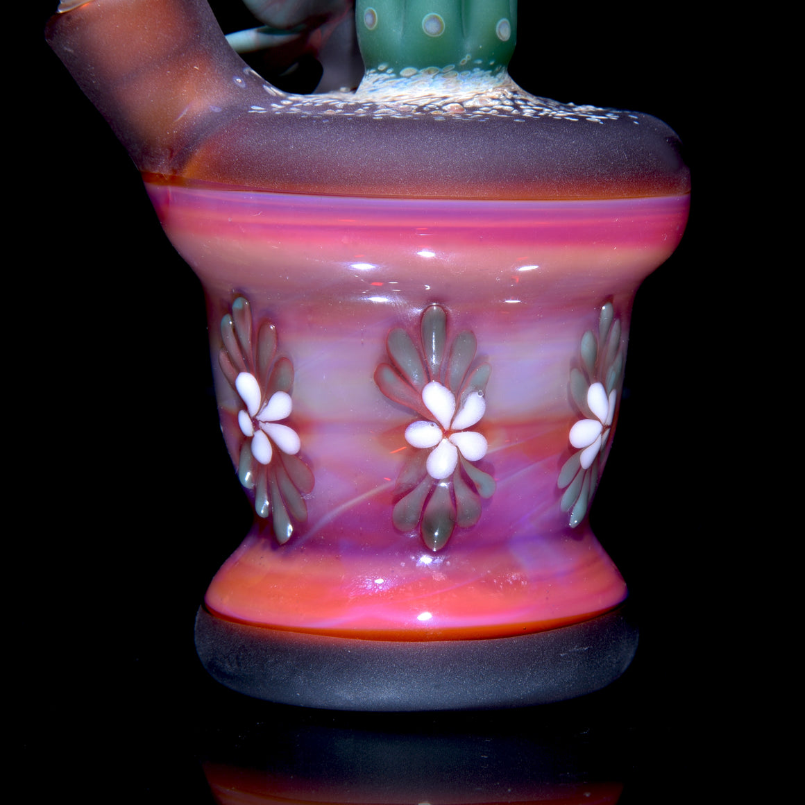 Frosted Floral Pattern Vase Mini Tube w/ Removable Downstem - Echeveria & Moon Cactus - 10mm Female